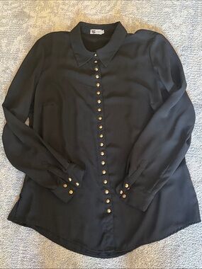 POP UP STORE Black Snap Front Long Sleeves